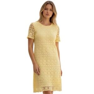 Lulu’s Love You For Eternity Dress Women’s Sz XL Yellow Lace Mini Shift